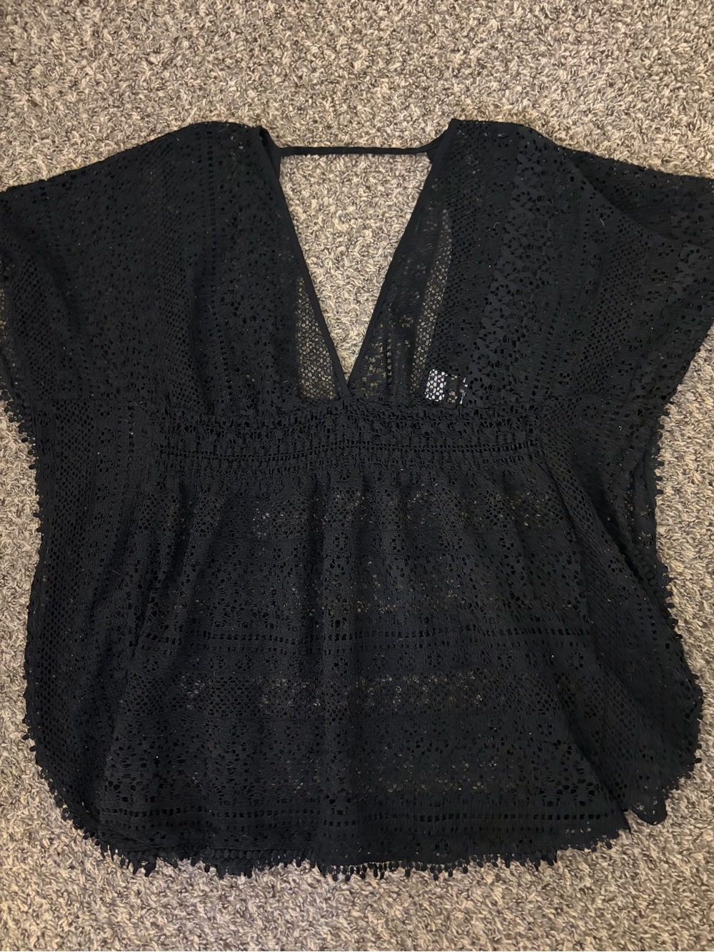 Xhilaration Black Lace V-Neck Cover Up
